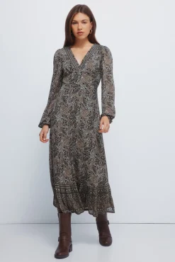 Vestido midi cenefas paisley