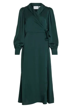 Vestido midi cruzado satinado