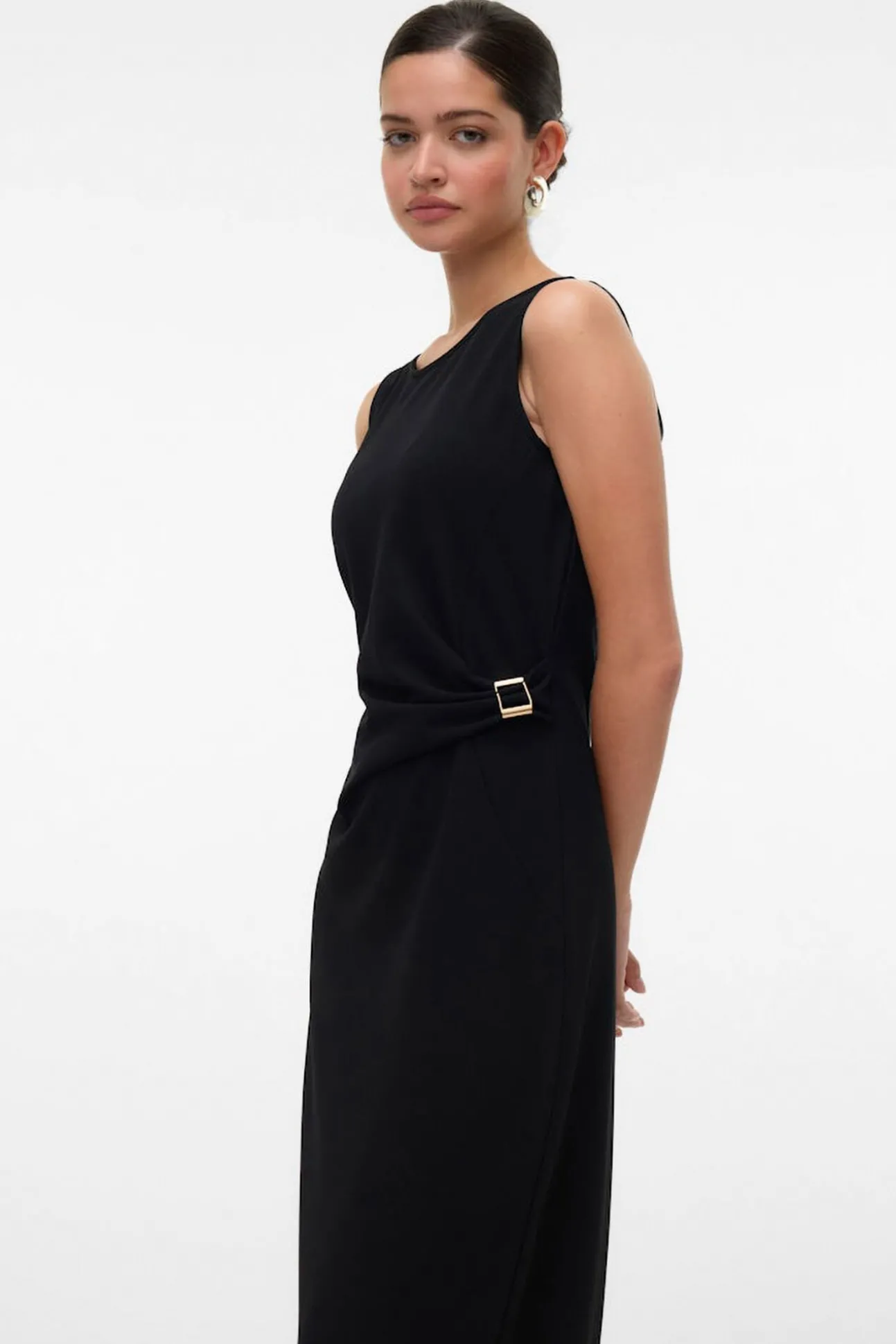 Vestido midi detalle hebilla