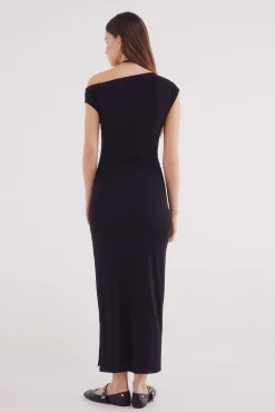 Vestido midi escote asimétrico