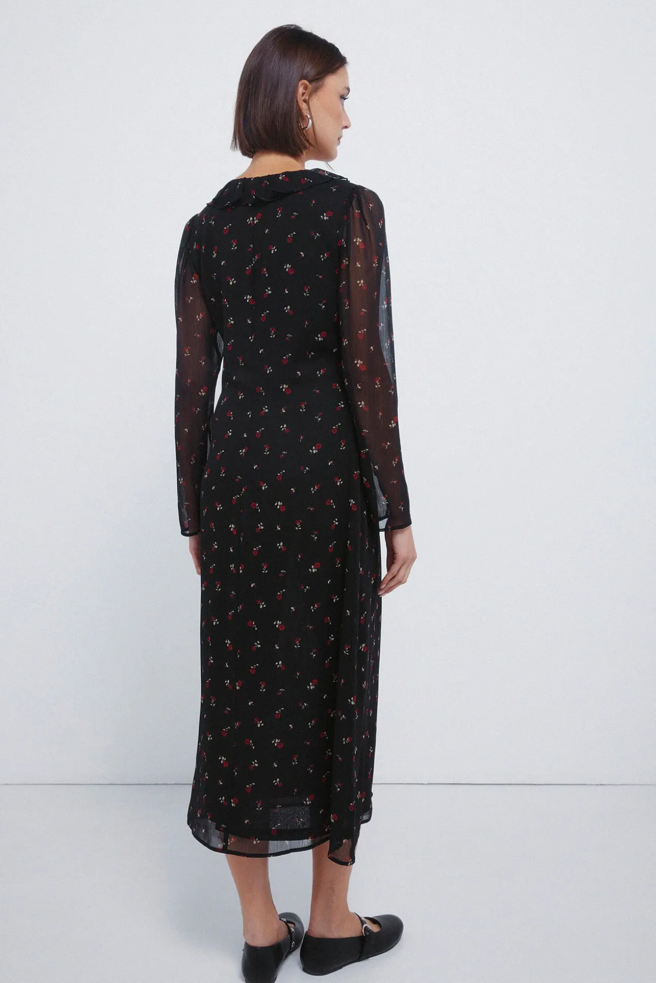 Vestido midi escote zigzag