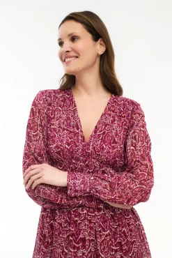 Vestido midi estampado con lúrex