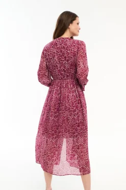 Vestido midi estampado con lúrex