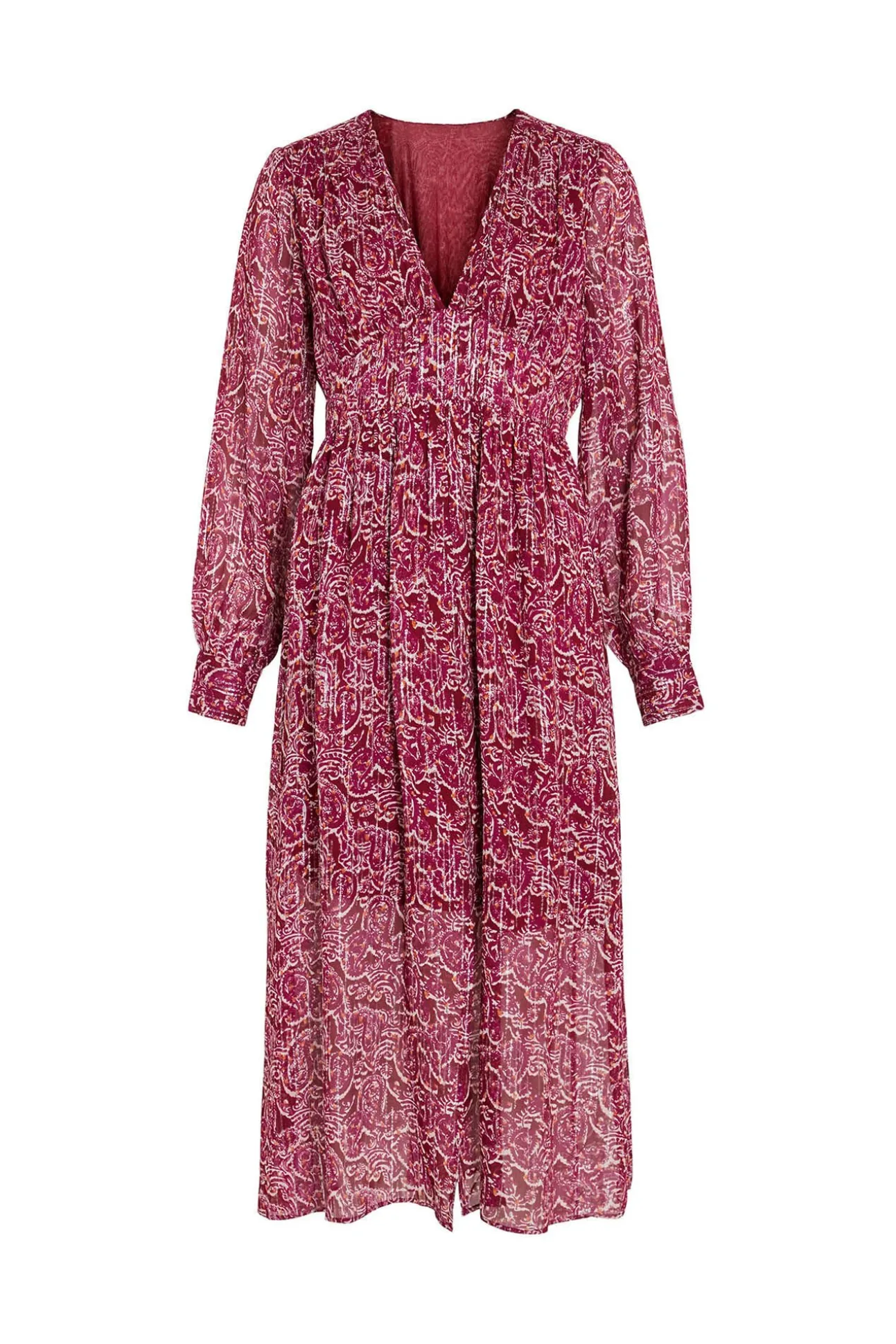 Vestido midi estampado con lúrex