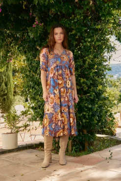 Vestido midi Eve estampado tierra