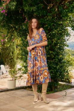 Vestido midi Eve estampado tierra