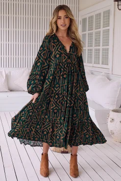 Vestido midi Eve estampado emerald