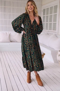 Vestido midi Eve estampado emerald