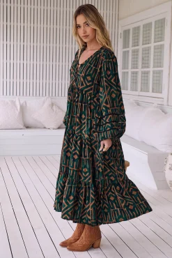 Vestido midi Eve estampado emerald