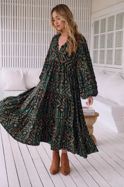 Vestido midi Eve estampado emerald