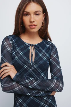 Vestido midi gasa cuadros