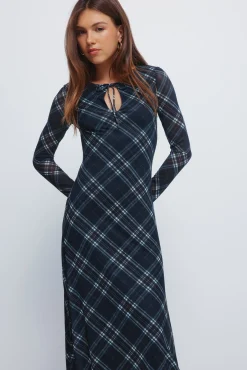 Vestido midi gasa cuadros