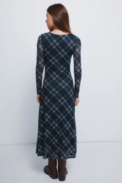 Vestido midi gasa cuadros