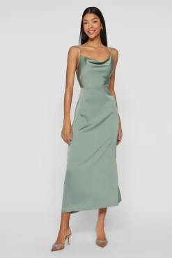 Vestido midi satinado