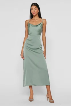 Vestido midi satinado