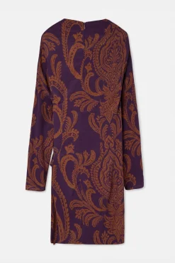 Vestido mini drapeado estampado