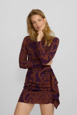 Vestido mini drapeado estampado