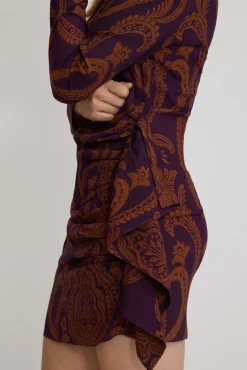 Vestido mini drapeado estampado