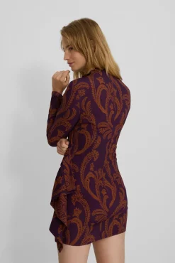 Vestido mini drapeado estampado