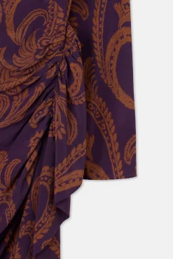 Vestido mini drapeado estampado