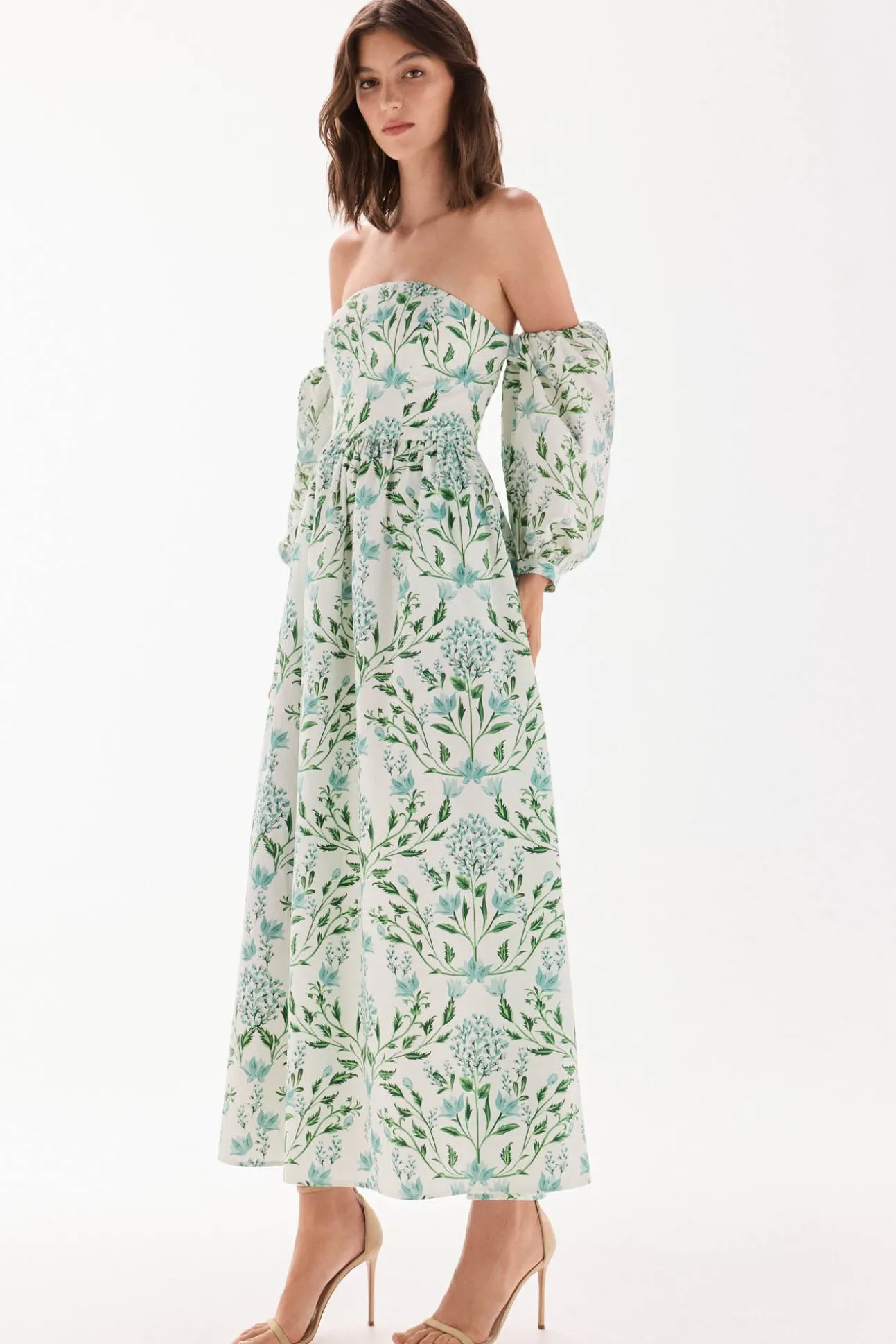 Vestido palabra de honor estampado