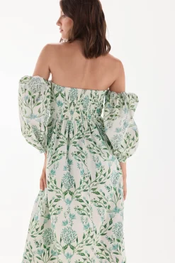Vestido palabra de honor estampado