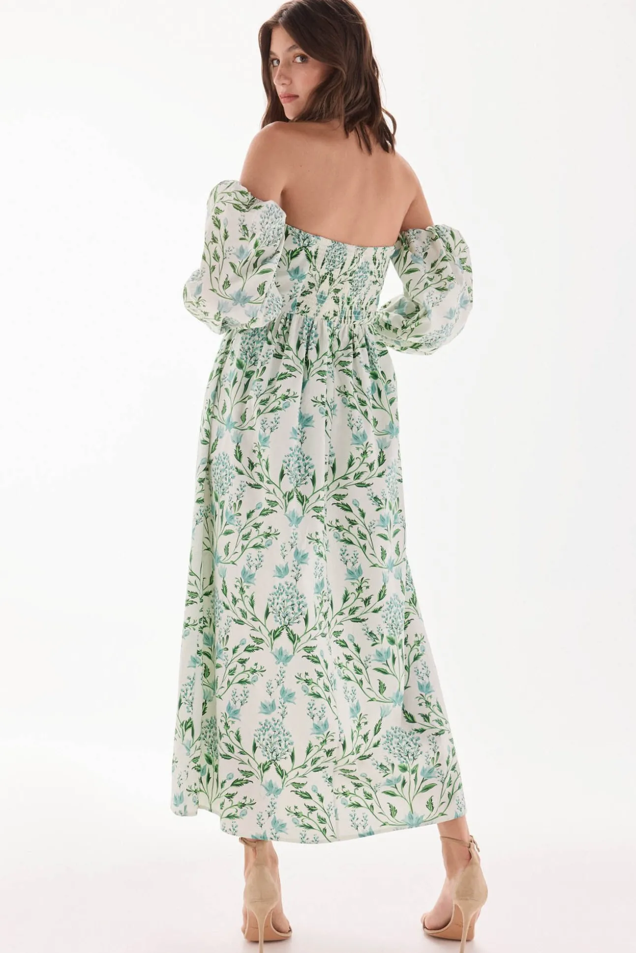 Vestido palabra de honor estampado