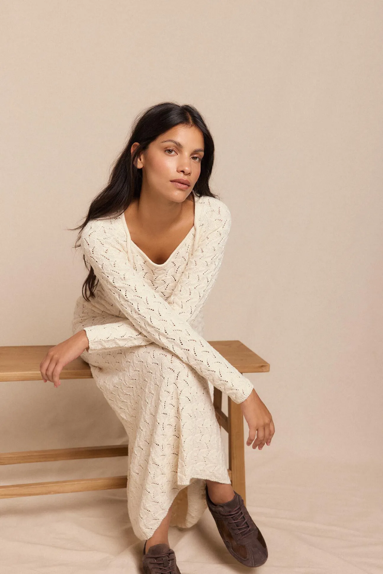 Vestido punto calado multicolor