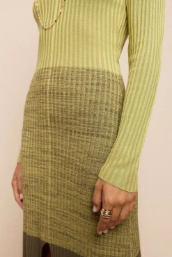 Vestido punto canalé degradado