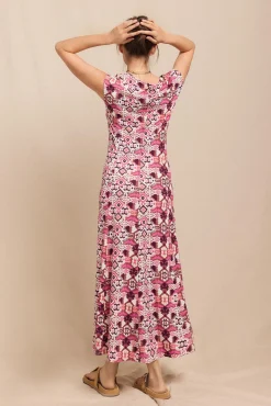 Vestido punto estampado frunce