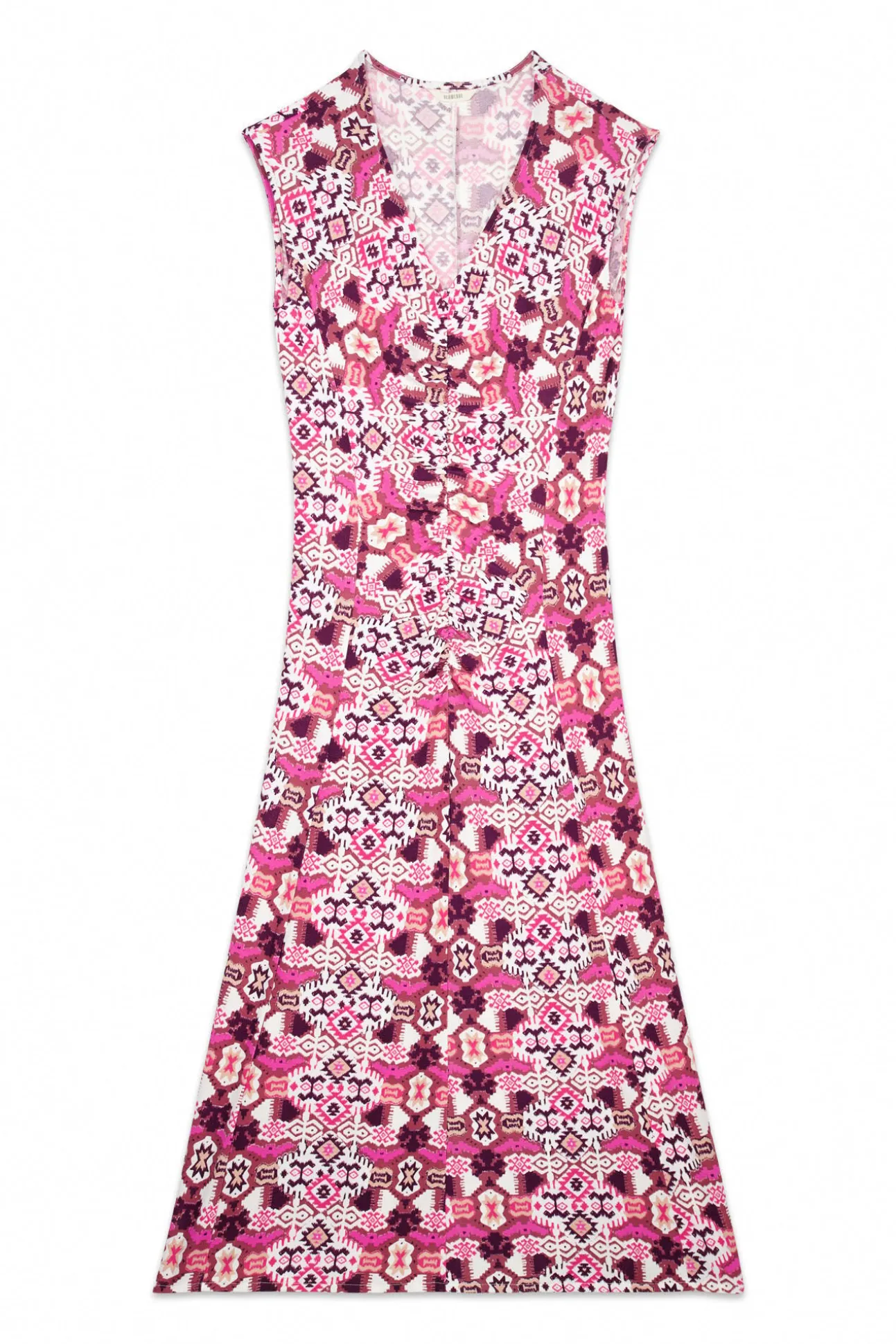 Vestido punto estampado frunce