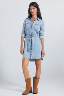 Vestido vaquero camisero tachas