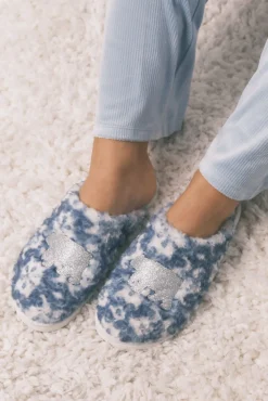 Zapatillas casa borreguito parche oso brillo