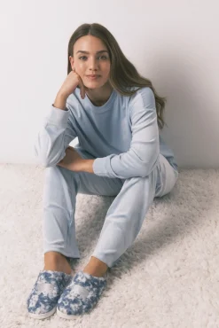 Zapatillas casa borreguito parche oso brillo