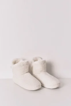 Zapatillas casa bota canalé blanco lurex