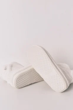 Zapatillas casa bota canalé blanco lurex
