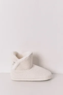Zapatillas casa bota canalé blanco lurex