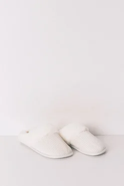 Zapatillas casa canalé pelo blanco lurex