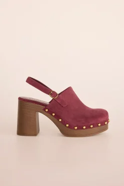 Zueco tacón serraje